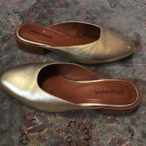 Jeffrey Campbell Shoes - Jeffery Campbell Gold mules!